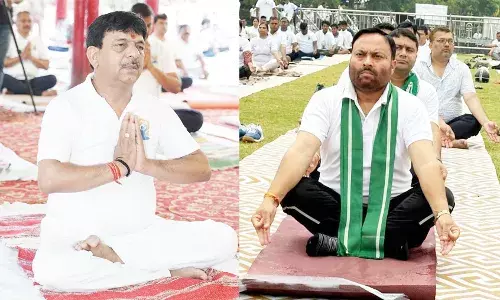 कैबिनेट मंत्री अनिल कुमार ने मुरादाबाद, मंत्री कपिल देव ने सीतापुर में किया योग
